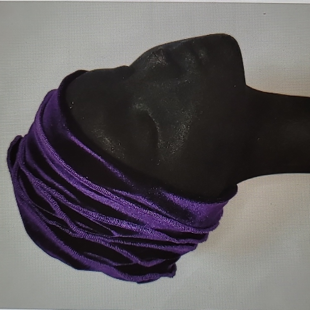 Handmade Soft Dark Purple Velvet Lined Slouchy Beanie Hat - Picture 3 of 5